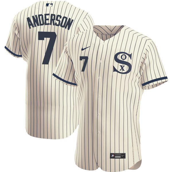 Men Chicago White Sox #7 Anderson Cream stripe Dream version Elite Nike 2021 MLB Jerseys